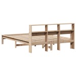 vidaXL Pat cu bibliotecă fără saltea, 120x200 cm, lemn masiv de pin vidaXL Pat cu bibliotecă fără saltea, 120x200 cm, lemn masiv de pin