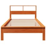 vidaXL Pat cu bibliotecă fără saltea, maro, 100x200 cm, lemn masiv pin vidaXL Pat cu bibliotecă fără saltea, maro, 100x200 cm, lemn masiv pin