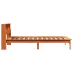 vidaXL Pat cu bibliotecă fără saltea, maro, 100x200 cm, lemn masiv pin vidaXL Pat cu bibliotecă fără saltea, maro, 100x200 cm, lemn masiv pin