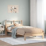vidaXL Pat cu bibliotecă fără saltea, 90x200 cm, lemn masiv pin vidaXL Pat cu bibliotecă fără saltea, 90x200 cm, lemn masiv pin