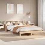vidaXL Pat cu bibliotecă fără saltea, 120x190 cm, lemn masiv de pin vidaXL Pat cu bibliotecă fără saltea, 120x190 cm, lemn masiv de pin
