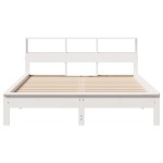 vidaXL Pat cu bibliotecă fără saltea, alb, 120x190 cm, lemn masiv pin