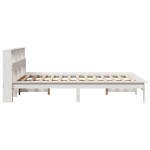 vidaXL Pat cu bibliotecă fără saltea, alb, 120x190 cm, lemn masiv pin