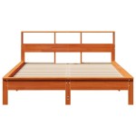 vidaXL Pat cu bibliotecă fără saltea, maro, 120x190 cm, lemn masiv pin vidaXL Pat cu bibliotecă fără saltea, maro, 120x190 cm, lemn masiv pin