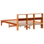 vidaXL Pat cu bibliotecă fără saltea, maro, 120x190 cm, lemn masiv pin vidaXL Pat cu bibliotecă fără saltea, maro, 120x190 cm, lemn masiv pin