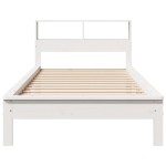 vidaXL Pat cu bibliotecă fără saltea, alb, 75x190 cm, lemn masiv pin vidaXL Pat cu bibliotecă fără saltea, alb, 75x190 cm, lemn masiv pin