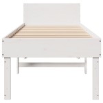 vidaXL Cadru de pat fără saltea, alb, 90x200 cm, lemn masiv pin