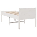 vidaXL Cadru de pat fără saltea, alb, 90x200 cm, lemn masiv pin