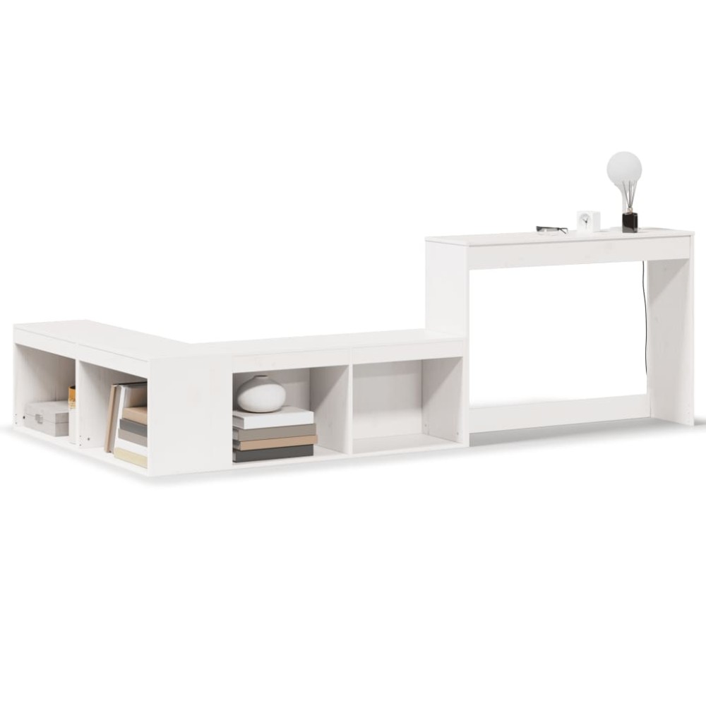 vidaXL Noptieră cu birou, alb, 232x122x75 cm lemn masiv de pin