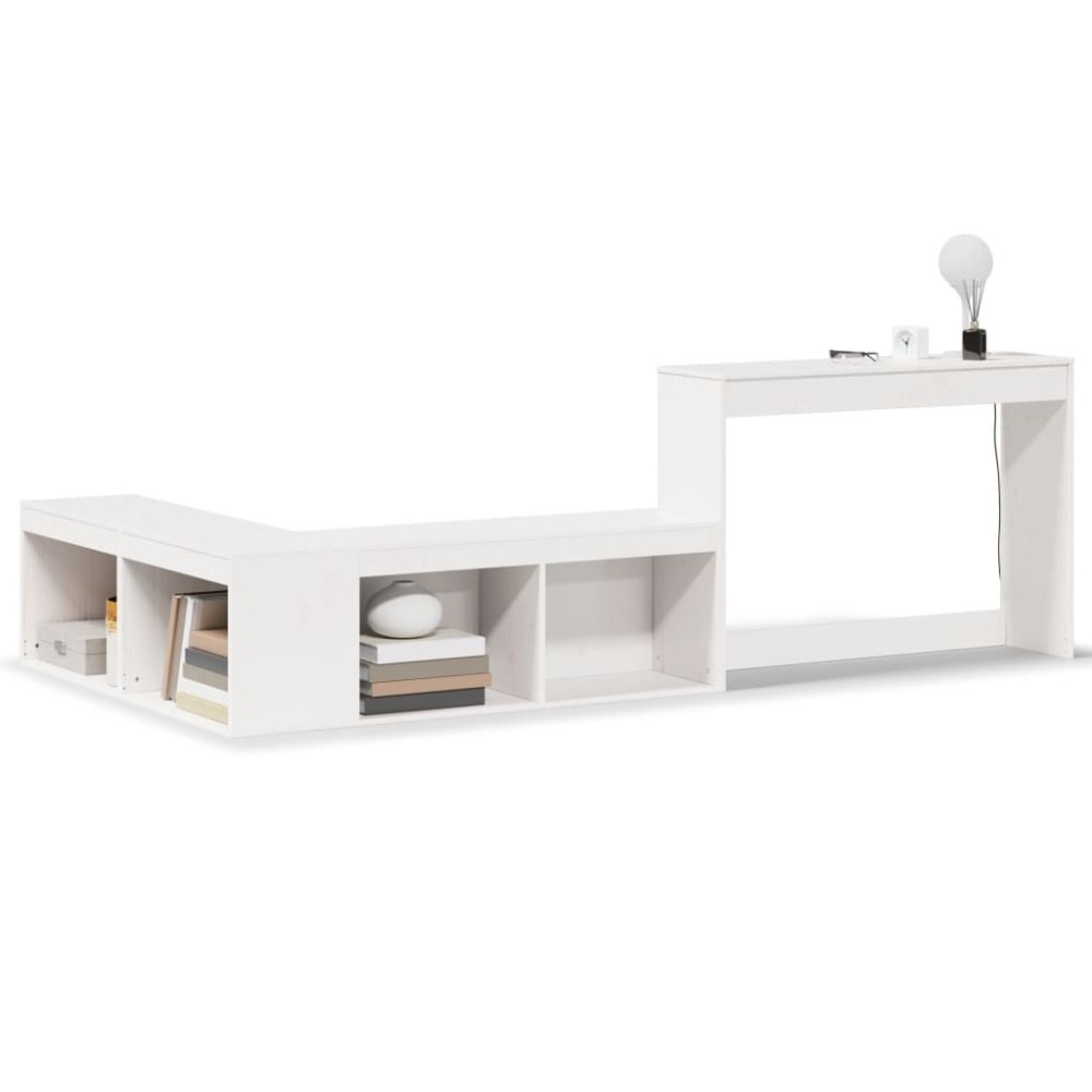 vidaXL Noptieră cu birou, alb, 222x107x75 cm lemn masiv de pin