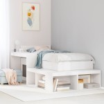 vidaXL Noptieră cu birou, alb, 232x112x75 cm lemn masiv de pin vidaXL Noptieră cu birou, alb, 232x112x75 cm lemn masiv de pin