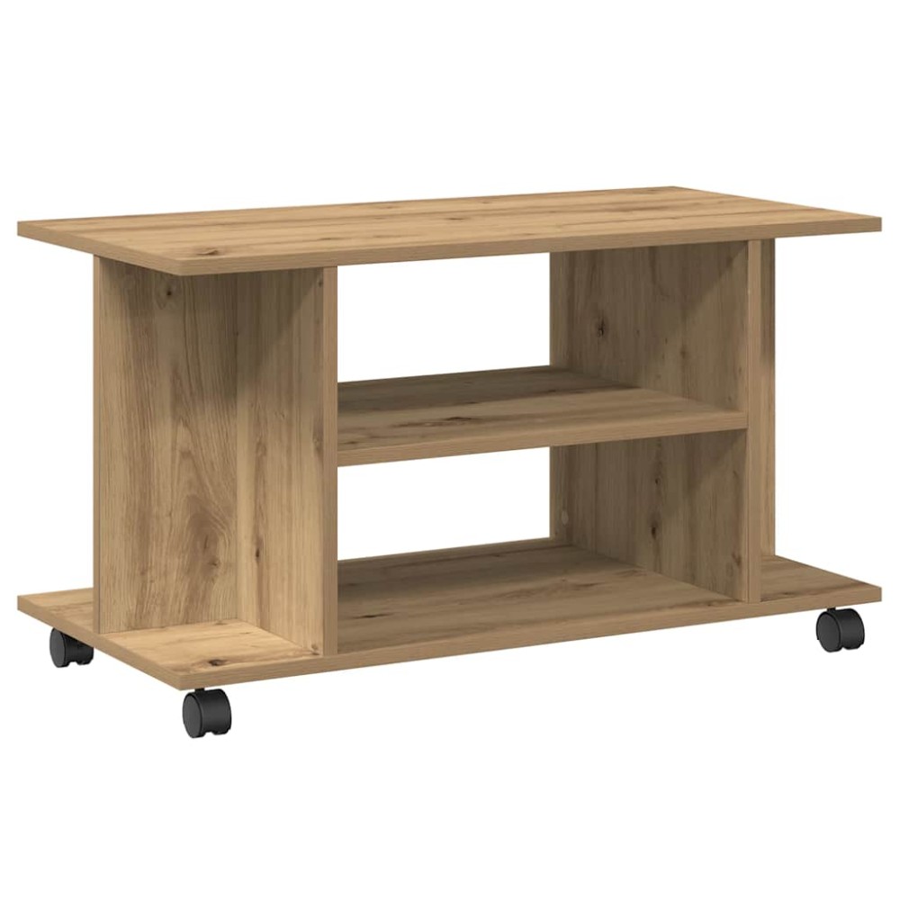 vidaXL Dulap TV cu roți, stejar artizanal, 80x40x45 cm, lemn prelucrat