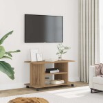 vidaXL Dulap TV cu roți, stejar artizanal, 80x40x45 cm, lemn prelucrat vidaXL Dulap TV cu roți, stejar artizanal, 80x40x45 cm, lemn prelucrat