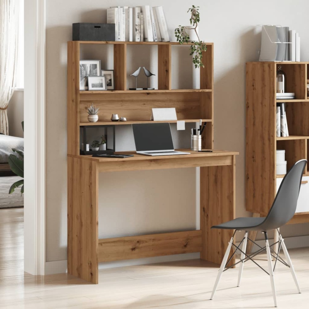 vidaXL Birou cu rafturi stejar artizanal 102x45x148 cm, lemn prelucrat