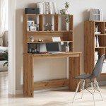 vidaXL Birou cu rafturi stejar artizanal 102x45x148 cm, lemn prelucrat vidaXL Birou cu rafturi stejar artizanal 102x45x148 cm, lemn prelucrat