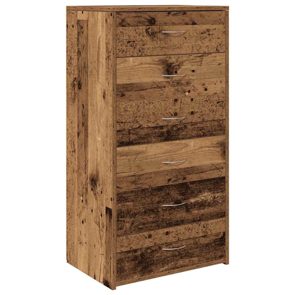 vidaXL Servantă cu 6 sertare, Lemn vechi, 50 x 34 x 96 cm, PAL