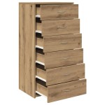 vidaXL Servantă cu 6 sertare, Stejar artizanal, 50 x 34 x 96 cm, PAL