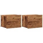 vidaXL Noptiere de perete, 2 buc., lemn vechi, 40x32x30 cm