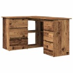 vidaXL Birou de colț, lemn vechi, 145 x 100 x 76 cm, PAL vidaXL Birou de colț, lemn vechi, 145 x 100 x 76 cm, PAL