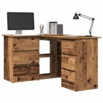 vidaXL Birou de colț, lemn vechi, 145 x 100 x 76 cm, PAL vidaXL Birou de colț, lemn vechi, 145 x 100 x 76 cm, PAL