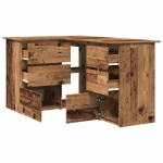 vidaXL Birou de colț, lemn vechi, 145 x 100 x 76 cm, PAL vidaXL Birou de colț, lemn vechi, 145 x 100 x 76 cm, PAL