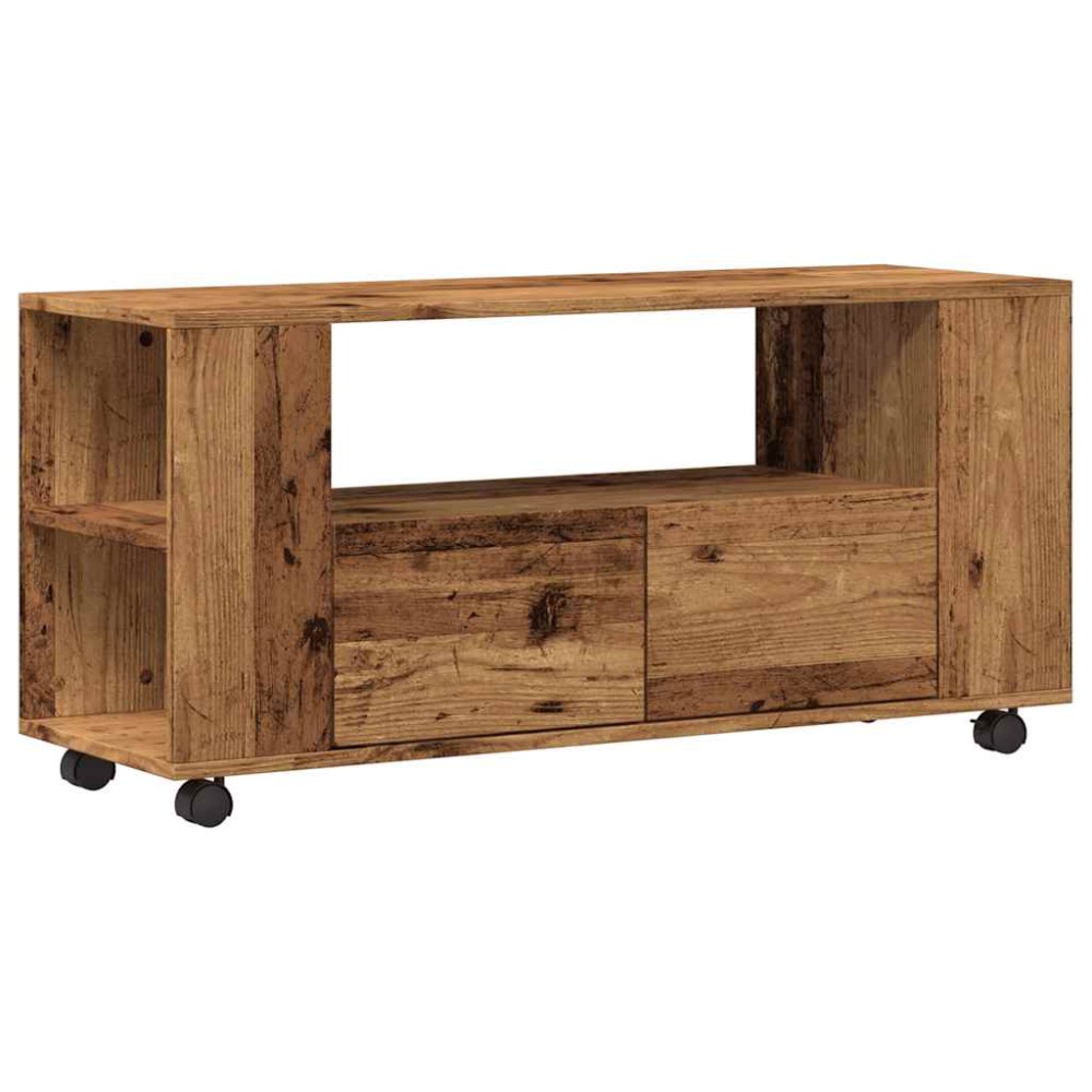 vidaXL Dulap TV cu roți, lemn vechi, 102x34,5x43 cm, lemn prelucrat