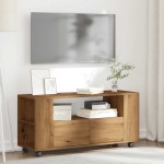 vidaXL Dulap TV cu roți stejar artizanal 102x34,5x43 cm lemn prelucrat vidaXL Dulap TV cu roți stejar artizanal 102x34,5x43 cm lemn prelucrat
