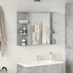 vidaXL Dulap de baie cu oglindă, gri beton, 80 x 20,5 x 64 cm, PAL vidaXL Dulap de baie cu oglindă, gri beton, 80 x 20,5 x 64 cm, PAL
