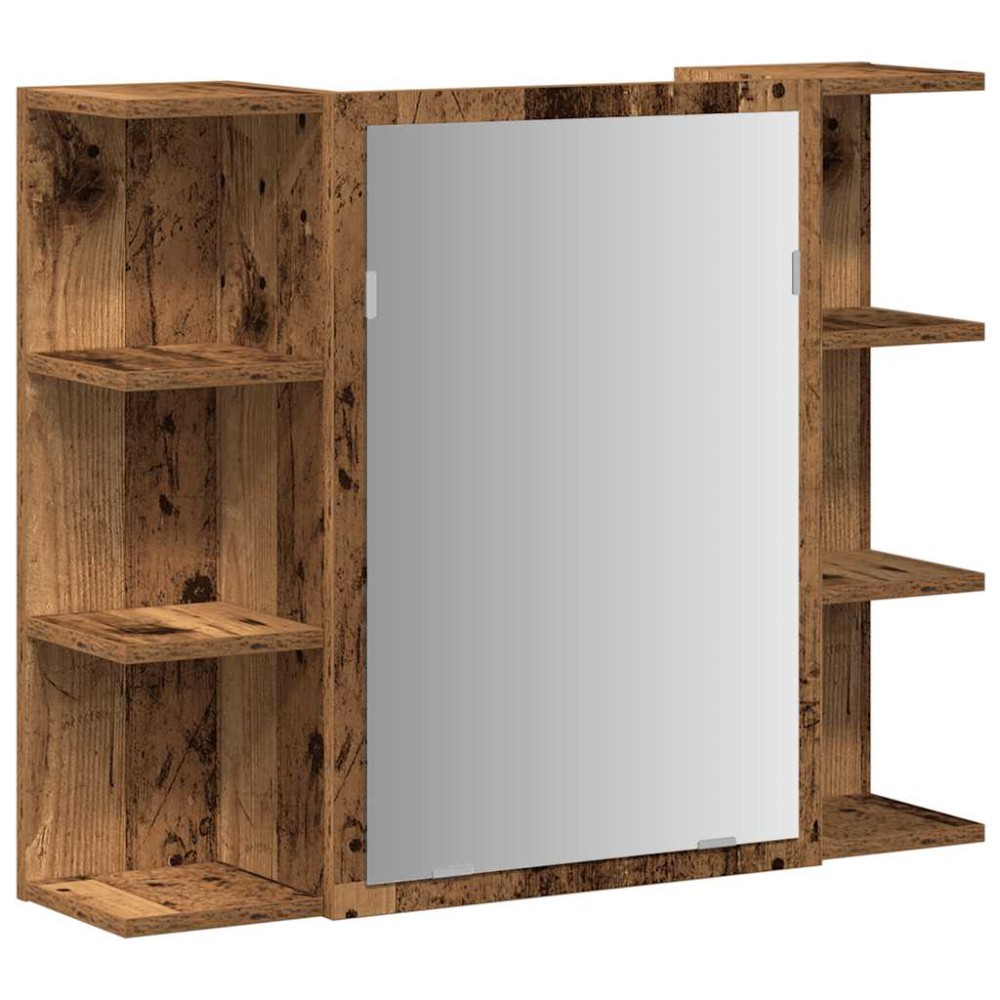 vidaXL Dulap cu oglindă de baie lemn vechi 80x20,5x64 cm lemn de lemn