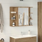 vidaXL Dulap cu oglindă pentru baie Stejar artizanal Lemn prelucrat vidaXL Dulap cu oglindă pentru baie Stejar artizanal Lemn prelucrat