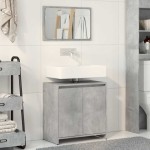 vidaXL Set mobilier de baie, 2 piese, gri beton, lemn compozit vidaXL Set mobilier de baie, 2 piese, gri beton, lemn compozit