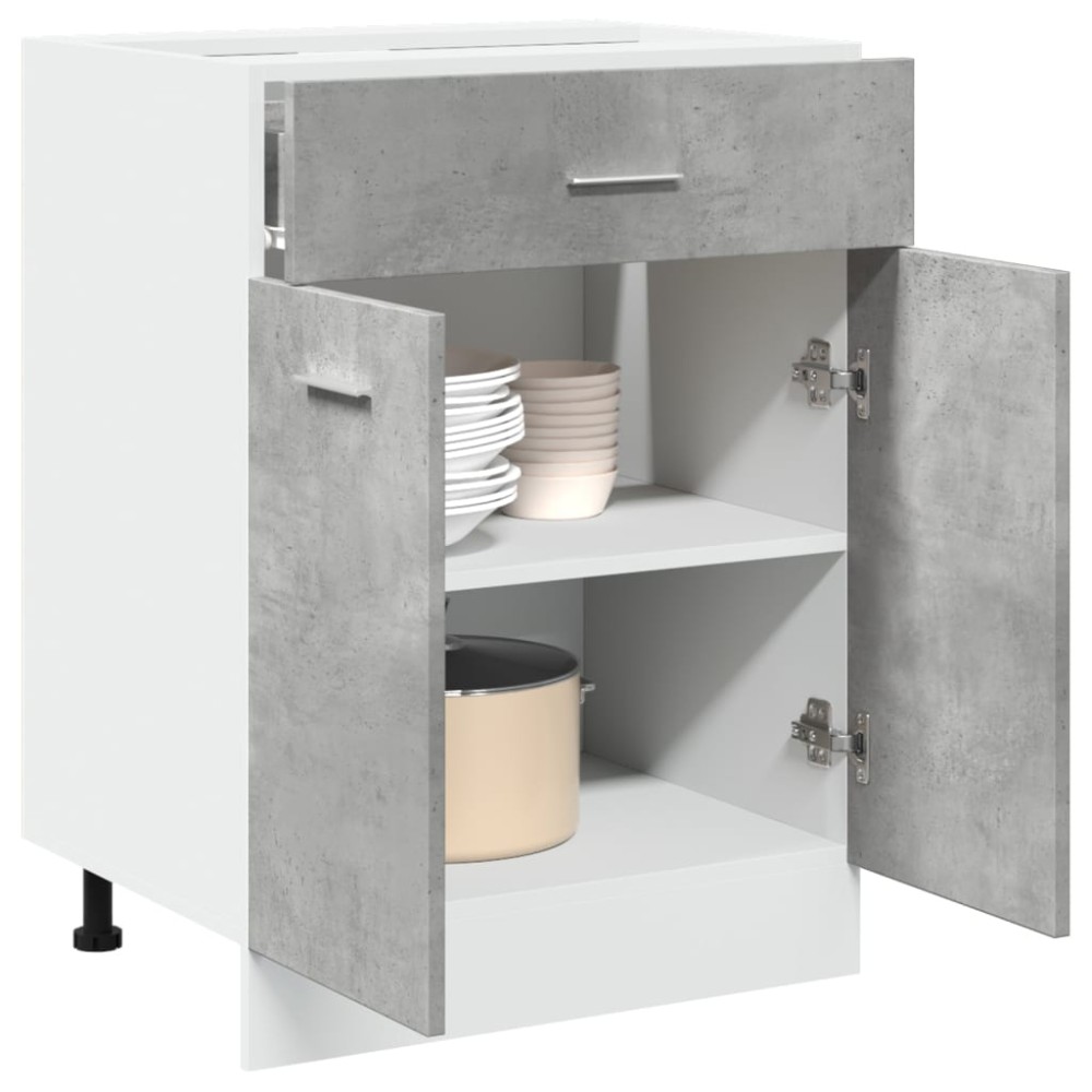 vidaXL Dulap inferior cu sertar “Lyon”, gri beton, 60 x 46 x 81,5 cm