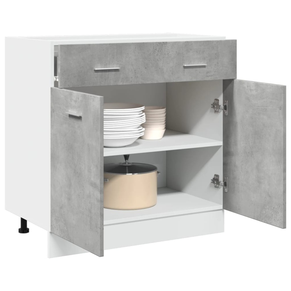 vidaXL Dulap inferior cu sertar “Lyon”, gri beton, 80 x 46 x 81,5 cm