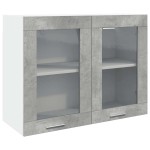 vidaXL Dulap de sticlă suspendat “Lyon” gri beton 80x31x60 cm