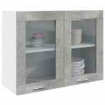 vidaXL Dulap de sticlă suspendat “Lyon” gri beton 80x31x60 cm