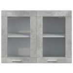 vidaXL Dulap de sticlă suspendat “Lyon” gri beton 80x31x60 cm