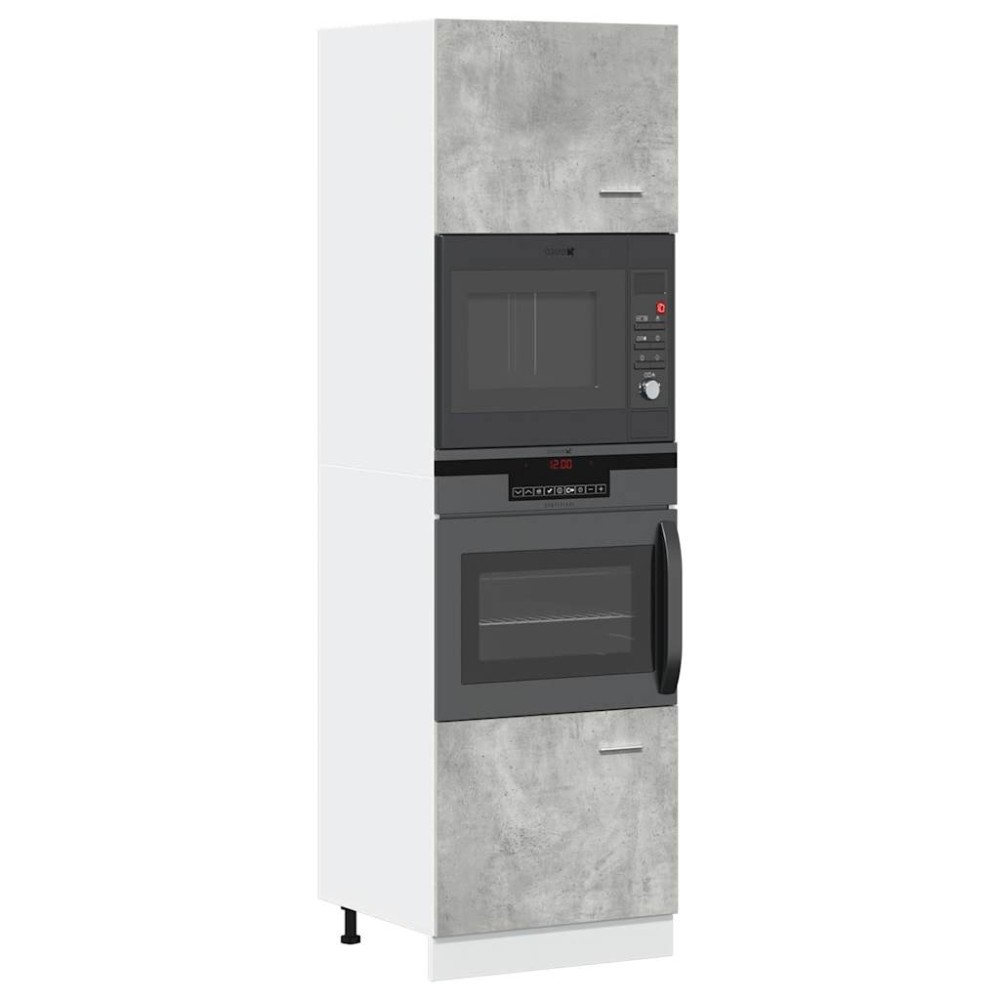 vidaXL Dulap de cuptor cu microunde “Lyon”, gri beton, 60x57x207 cm