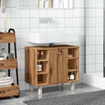 vidaXL Dulap pentru baie stejar artizanal, 60x32x53,5cm lemn prelucrat vidaXL Dulap pentru baie stejar artizanal, 60x32x53,5cm lemn prelucrat