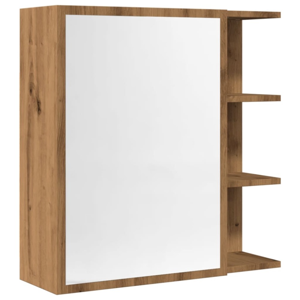 vidaXL Dulap baie cu oglindă, stejar artizanal, 62,5x20,5x64 cm lemn