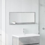 vidaXL Dulap baie cu oglindă, gri beton, 90x11x37 cm, lemn prelucrat vidaXL Dulap baie cu oglindă, gri beton, 90x11x37 cm, lemn prelucrat