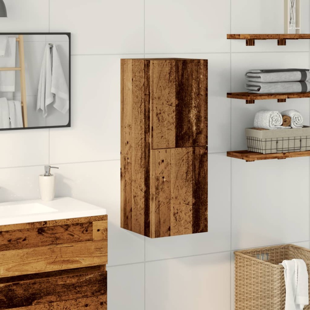 vidaXL Dulap suspendat de baie lemn vechi, 30x30x80 cm, lemn prelucrat