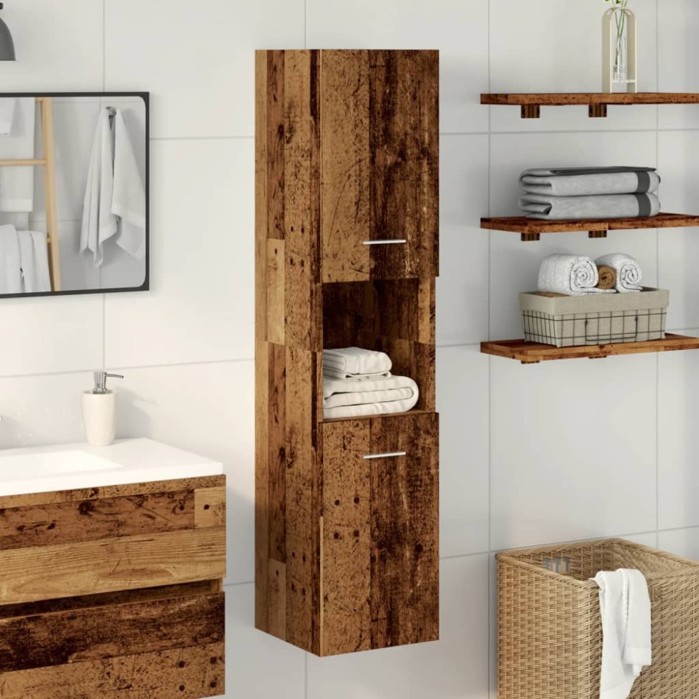 vidaXL Dulap suspendat de baie, lemn vechi 30x30x130 cm lemn prelucrat