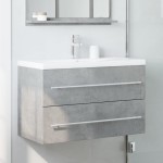 vidaXL Dulap de chiuvetă gri beton 80x38,5x48 cm lemn prelucrat vidaXL Dulap de chiuvetă gri beton 80x38,5x48 cm lemn prelucrat