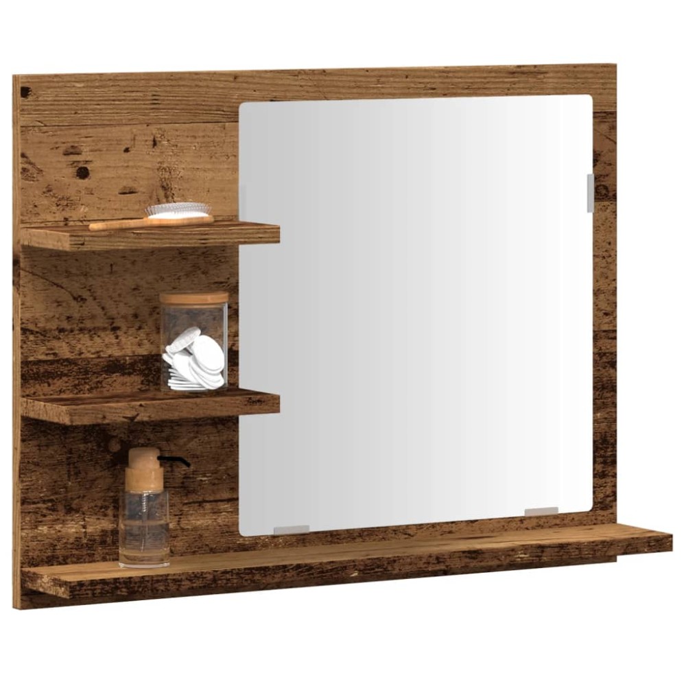 vidaXL Dulap cu oglindă de baie, lemn vechi, 60x10,5x45 cm