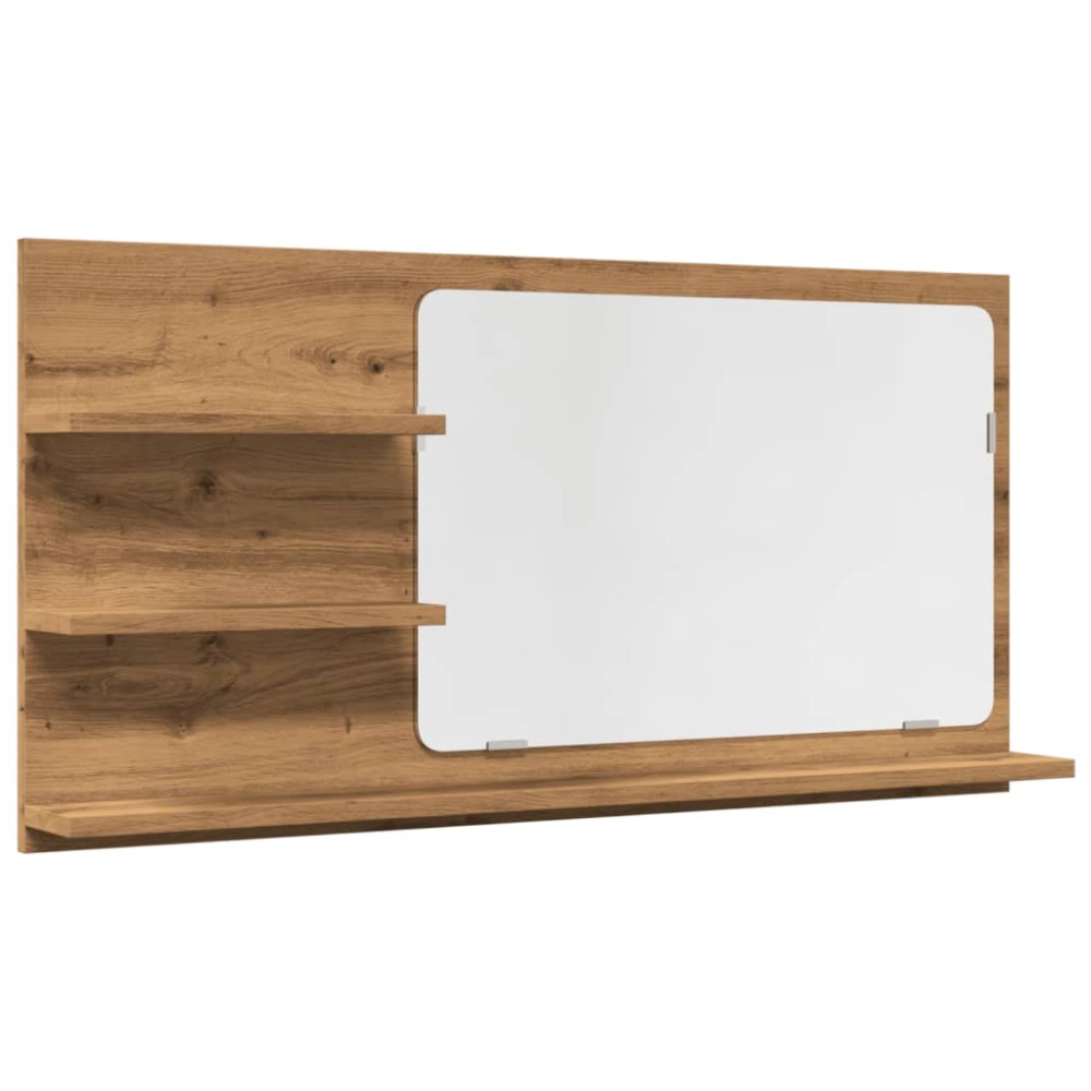 vidaXL Dulap baie cu oglindă stejar artizanal 90x11x45 cm, lemn