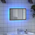 vidaXL Oglindă de baie cu lumină LED, stejar artizanal, 60x8,5x38 cm