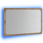 vidaXL Oglindă de baie cu lumină LED, stejar artizanal, 60x8,5x38 cm