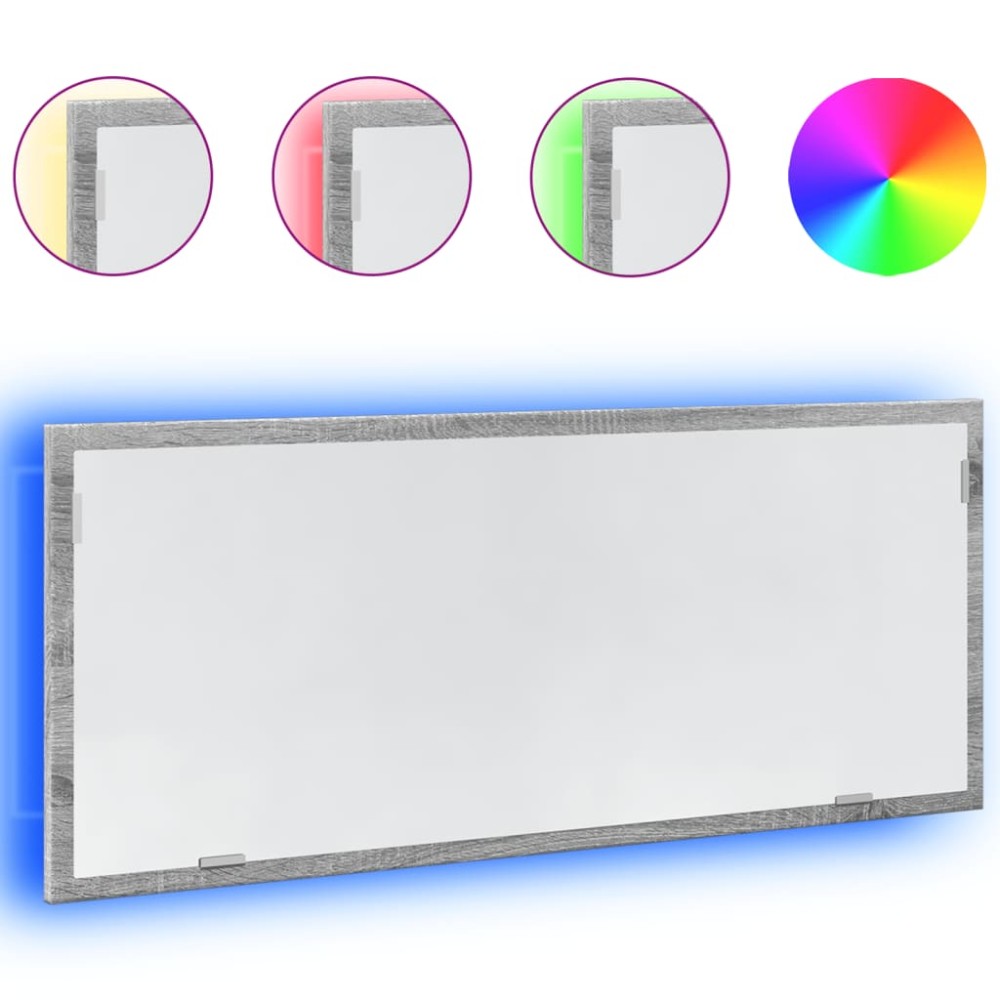 vidaXL Oglindă de baie LED sonoma gri, 100x8,5x37 cm lemn prelucrat