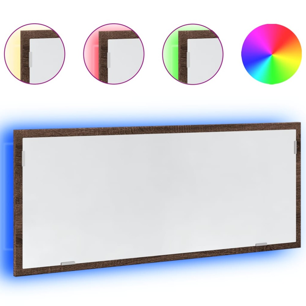 vidaXL Oglindă de baie LED stejar maro, 100x8,5x37 cm lemn prelucrat