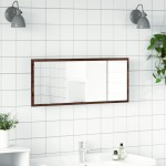 vidaXL Oglindă de baie LED stejar maro, 100x8,5x37 cm lemn prelucrat